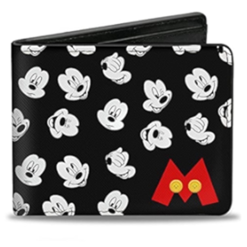 NIB Buckle-Down Men's Bi-fold Wallet -  Disney Mickey Mouse Faces Print!